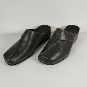 New VITAL Womens Gray Mules US 6.5 EU 37 Leather Uppers, Made in Austria